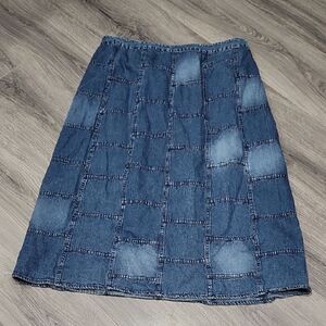 Studio West Patchwork Denim Maxi Skirt
